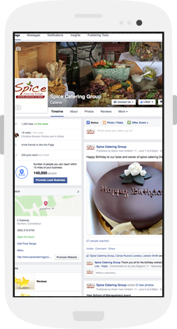 Spice Catering Facebook on a Mobile Device